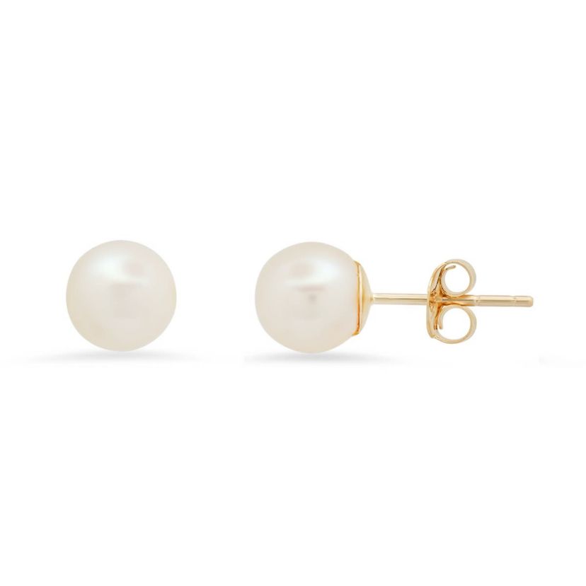 10k Yellow Gold Genuine Cultured Freshwater Pearl Stud Earrings
