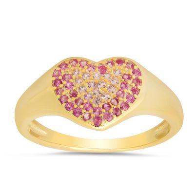 Kylie Harper Sterling Silver Pink Ombre CZ Heart Ring, Gold, 9