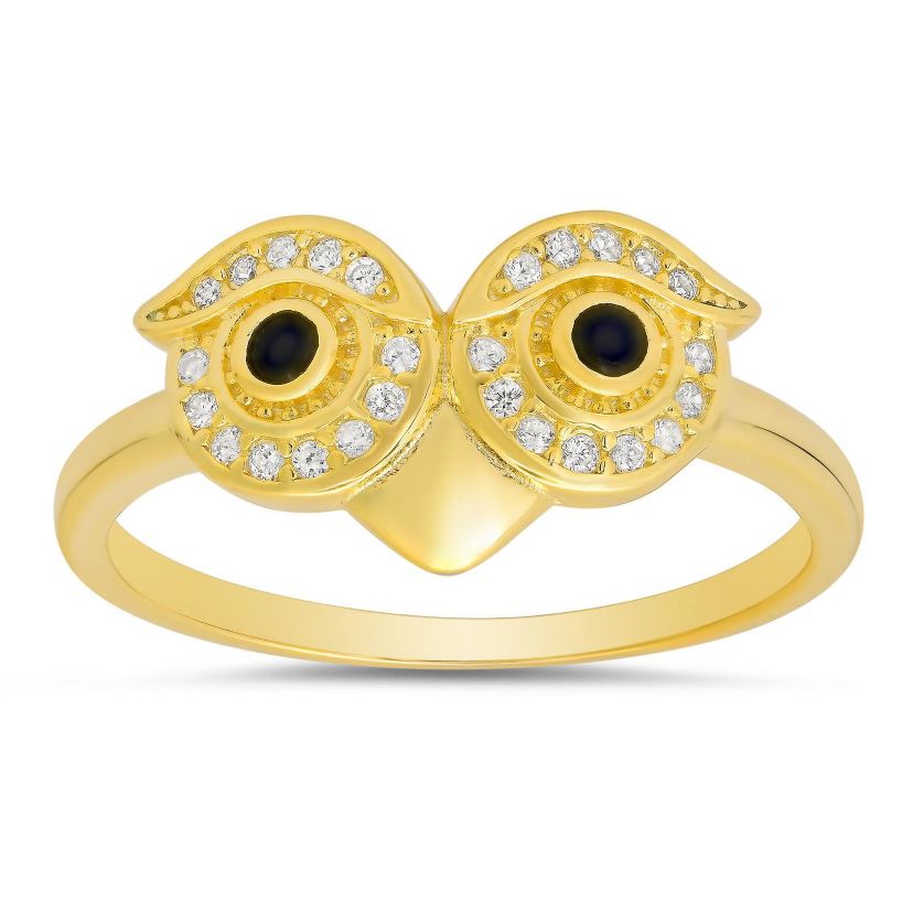 Sterling Silver CZ Owl Ring