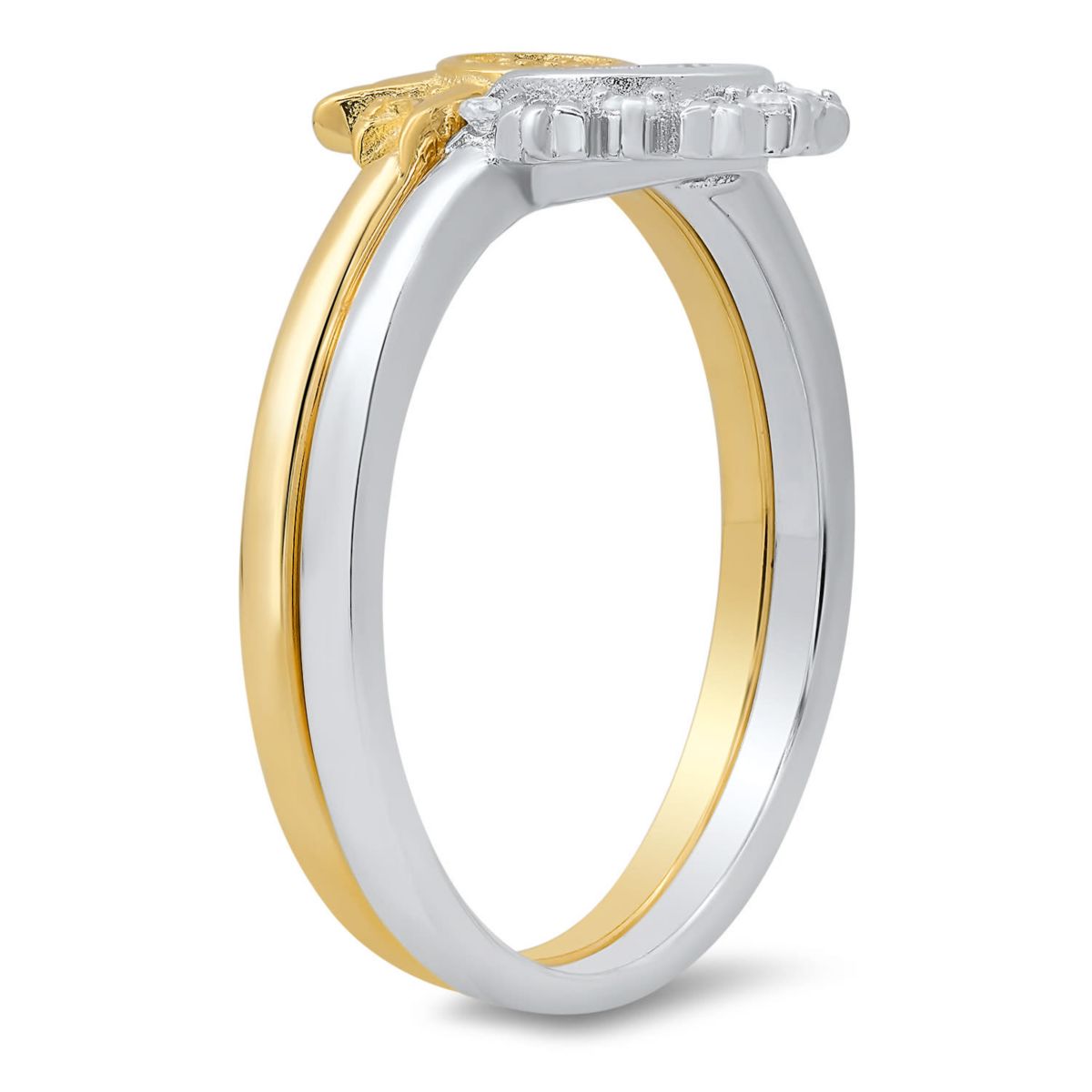 Sterling Silver Two-Tone Sun/Moon 2pc Stackable Ring Set