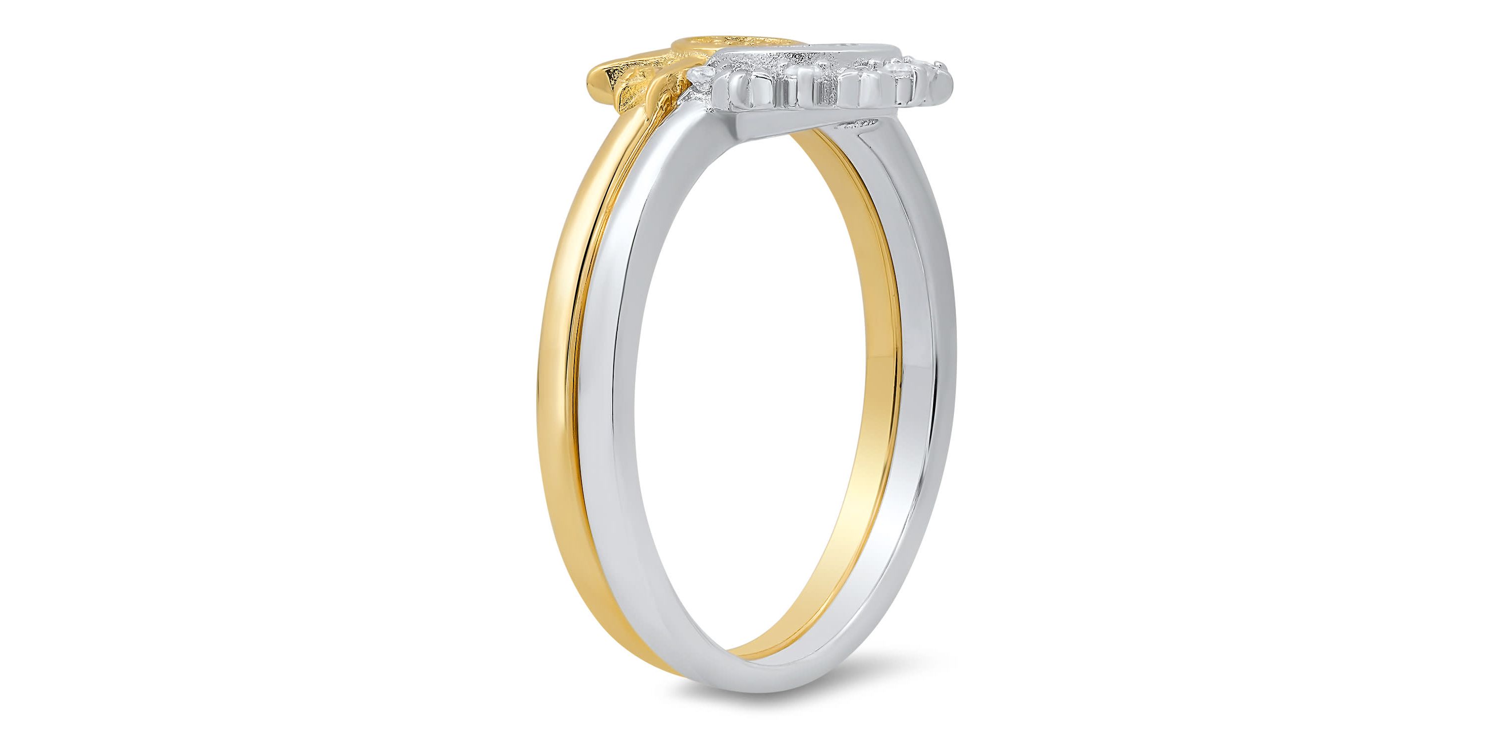 Sterling Silver Two-Tone Sun/Moon 2pc Stackable Ring Set