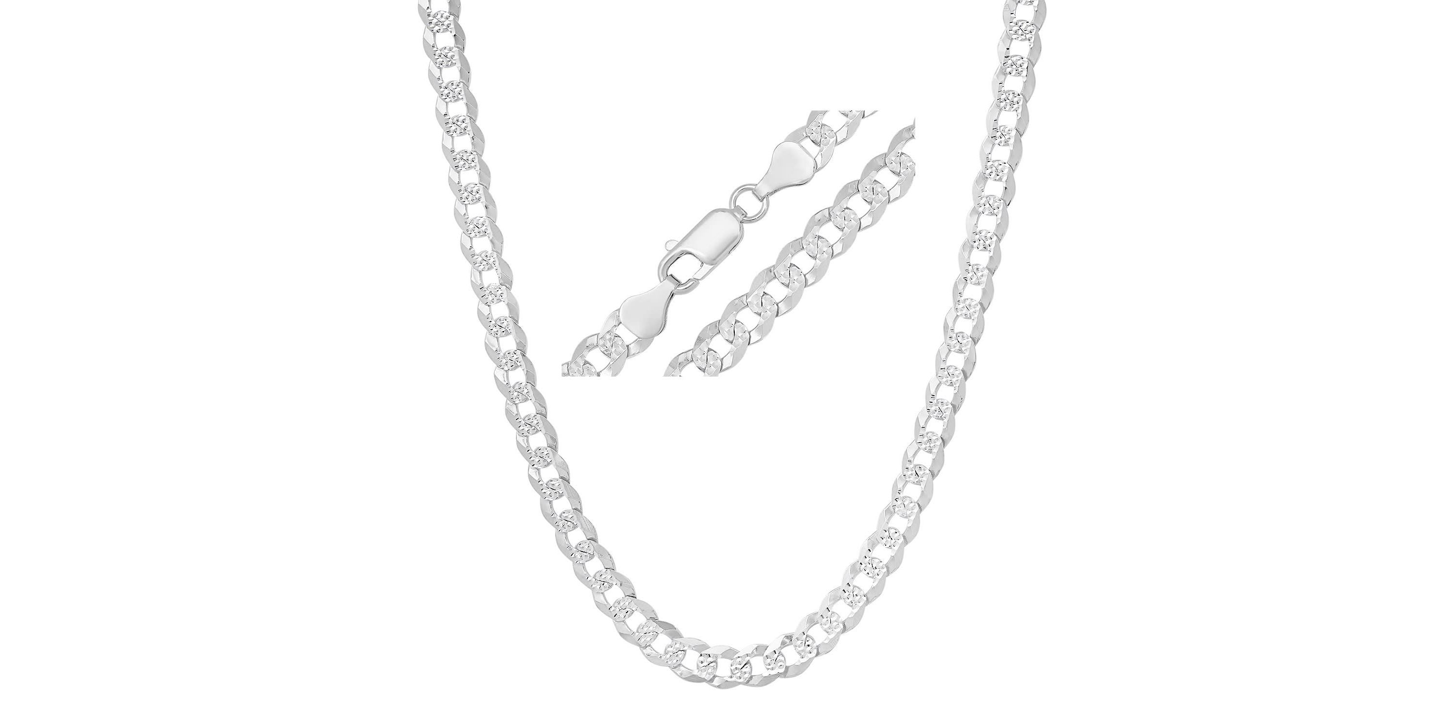 Mens Italian Thick/Heavy Sterling Silver Diamond-cut Pave Miami Cuban Curb Chain Necklace