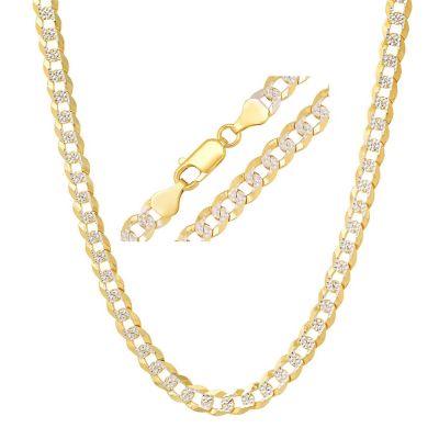 Kylie Harper Mens Italian Thick/Heavy Sterling Silver Diamond-cut Pave Miami Cuban Curb Chain Necklace, Gold, 24 in