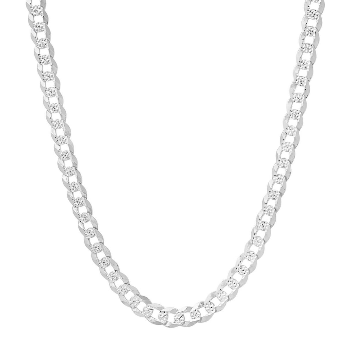 Mens Italian Thick/Heavy Sterling Silver Diamond-cut Pave Miami Cuban Curb Chain Necklace