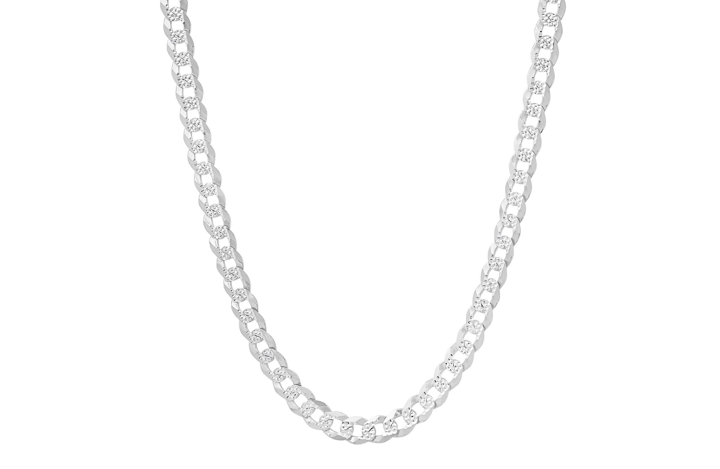 Mens Italian Thick/Heavy Sterling Silver Diamond-cut Pave Miami Cuban Curb Chain Necklace