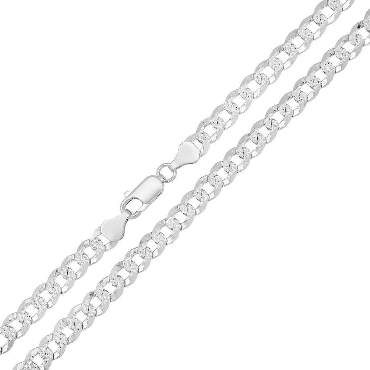 Mens Italian Thick/Heavy Sterling Silver Diamond-cut Pave Miami Cuban Curb Chain Necklace