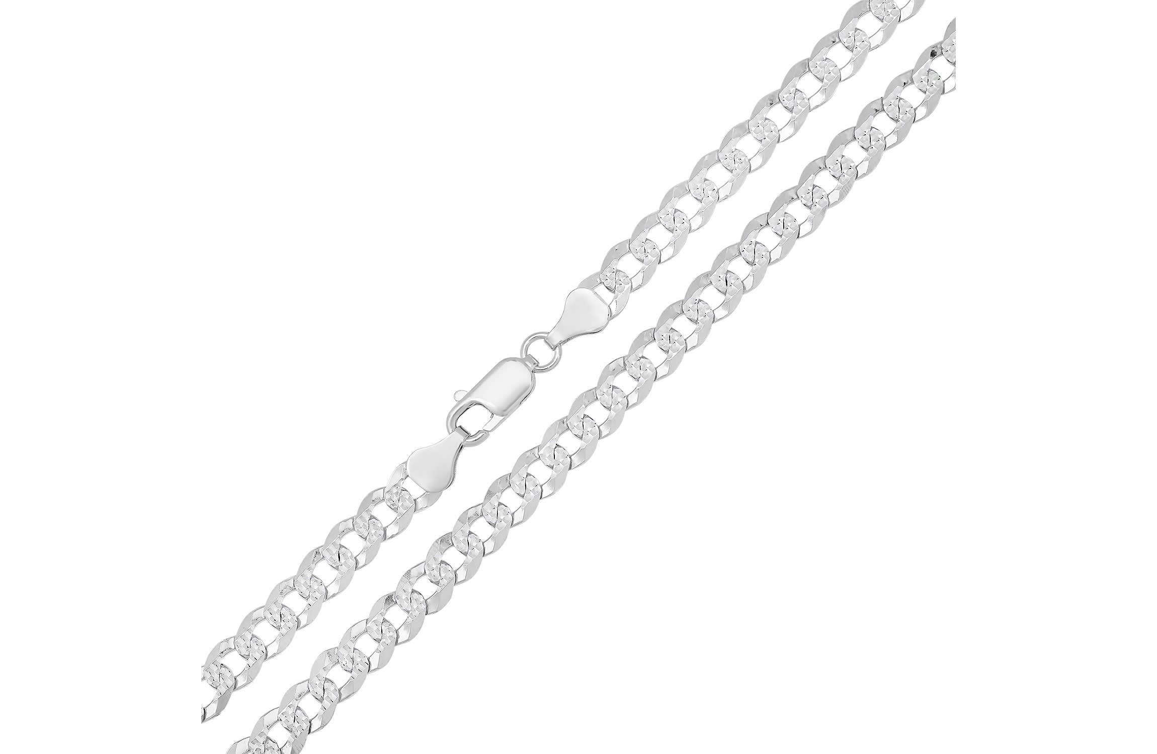 Mens Italian Thick/Heavy Sterling Silver Diamond-cut Pave Miami Cuban Curb Chain Necklace