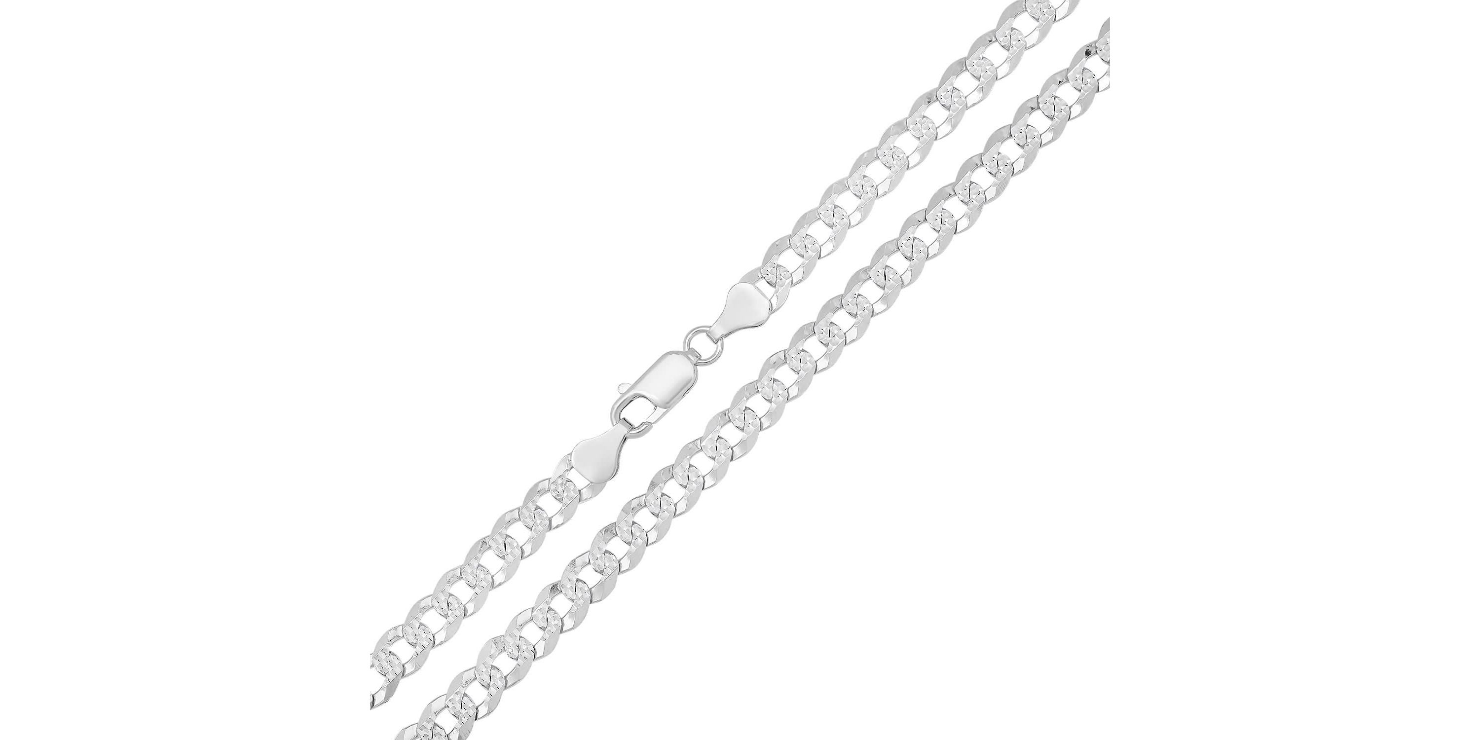 Mens Italian Thick/Heavy Sterling Silver Diamond-cut Pave Miami Cuban Curb Chain Necklace