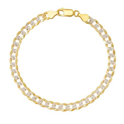 Kylie Harper Mens 8.5" Italian Thick/Heavy Sterling Silver Diamond-cut Pave Miami Cuban Curb Chain Bracelet