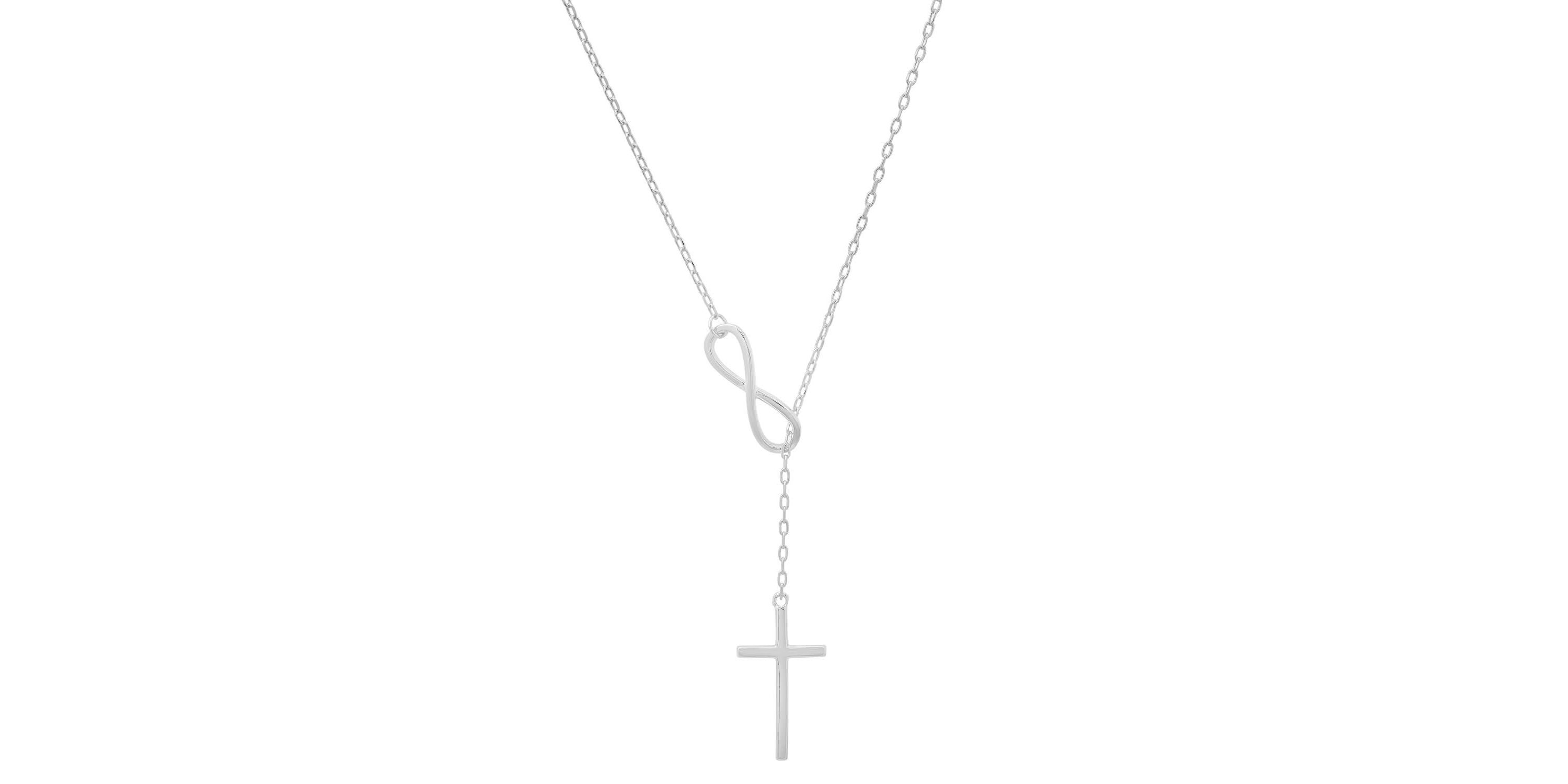 Sterling Silver Infinity Cross Lariat Y Necklace