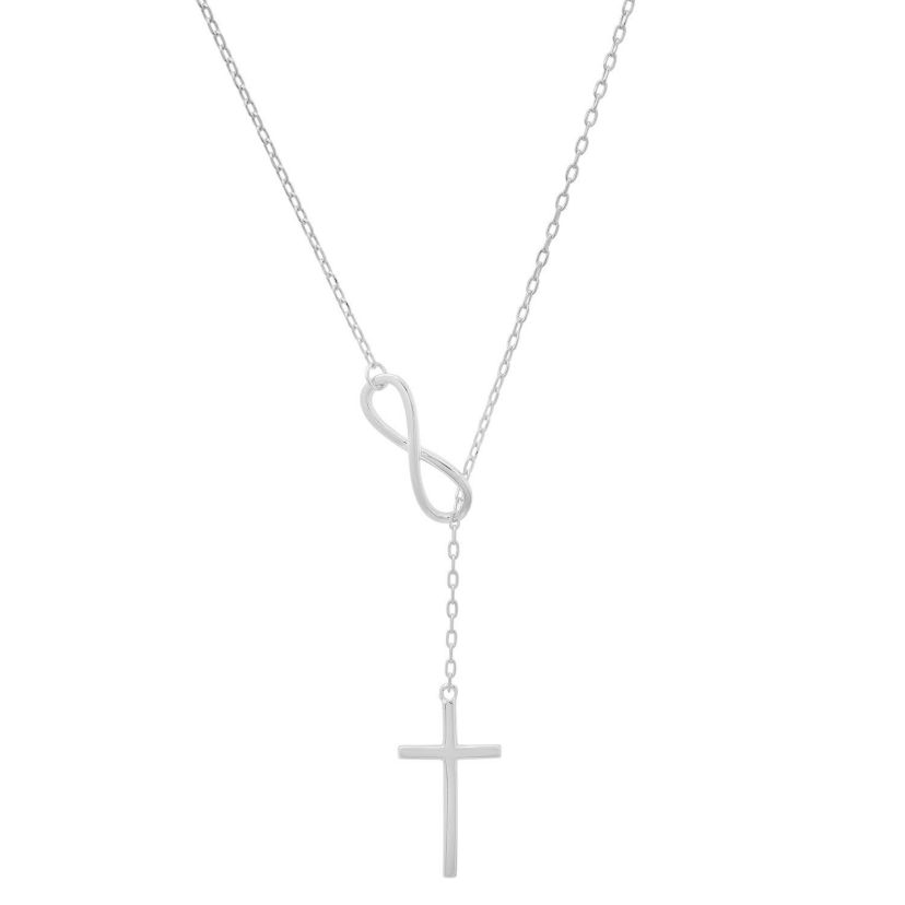 Sterling Silver Infinity Cross Lariat Y Necklace