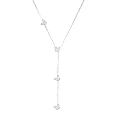 Kylie Harper Sterling Silver Mother of Pearl Floating Butterfly Y Necklace