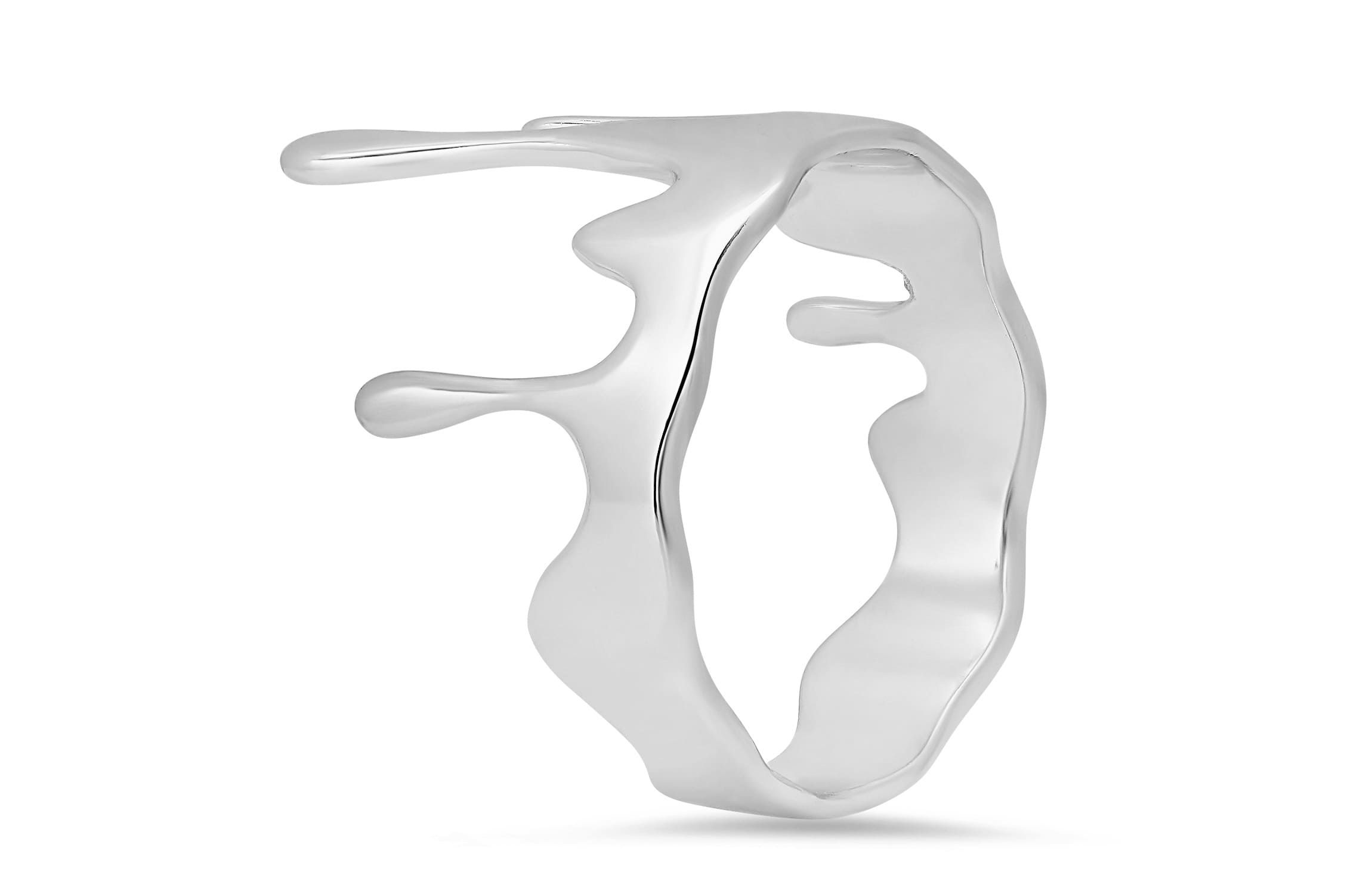 Sterling Silver Melting Gold Statement Ring