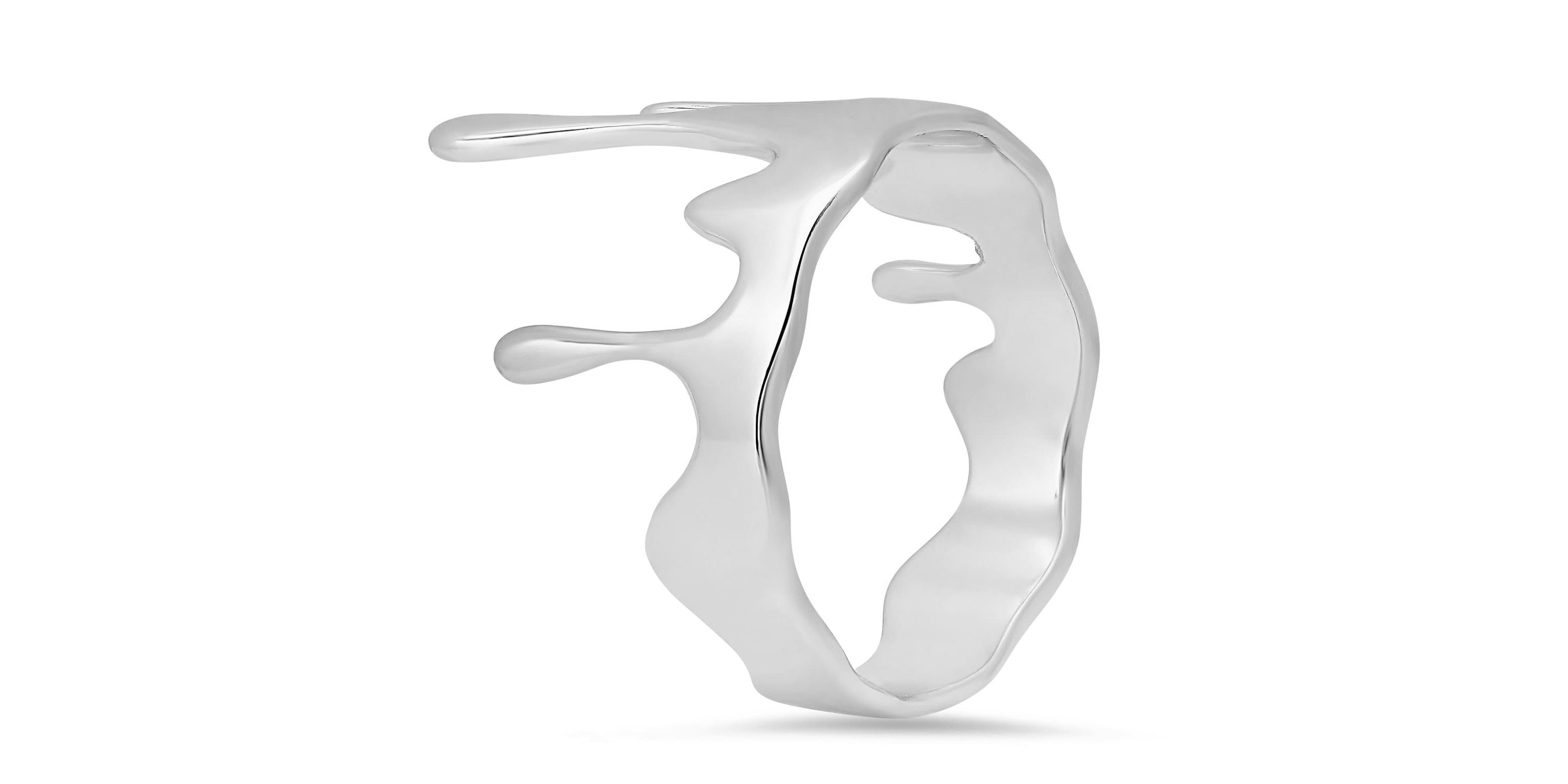 Sterling Silver Melting Gold Statement Ring