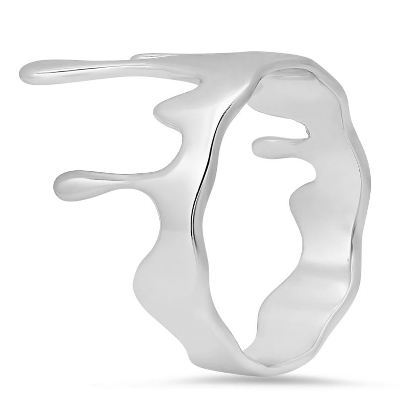 Sterling Silver Melting Gold Statement Ring