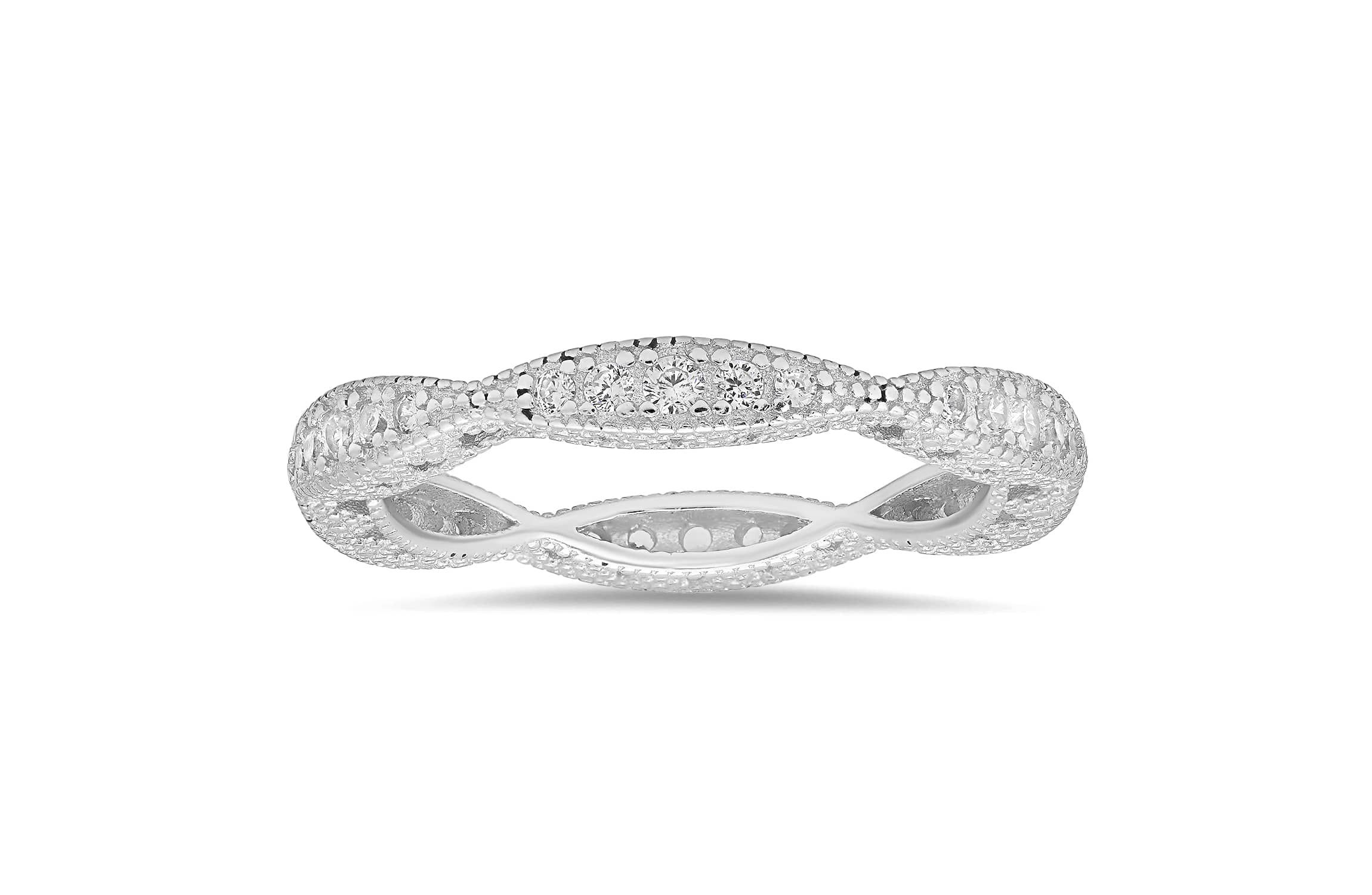 Sterling Silver Vintage Swirl Eternity Band Ring