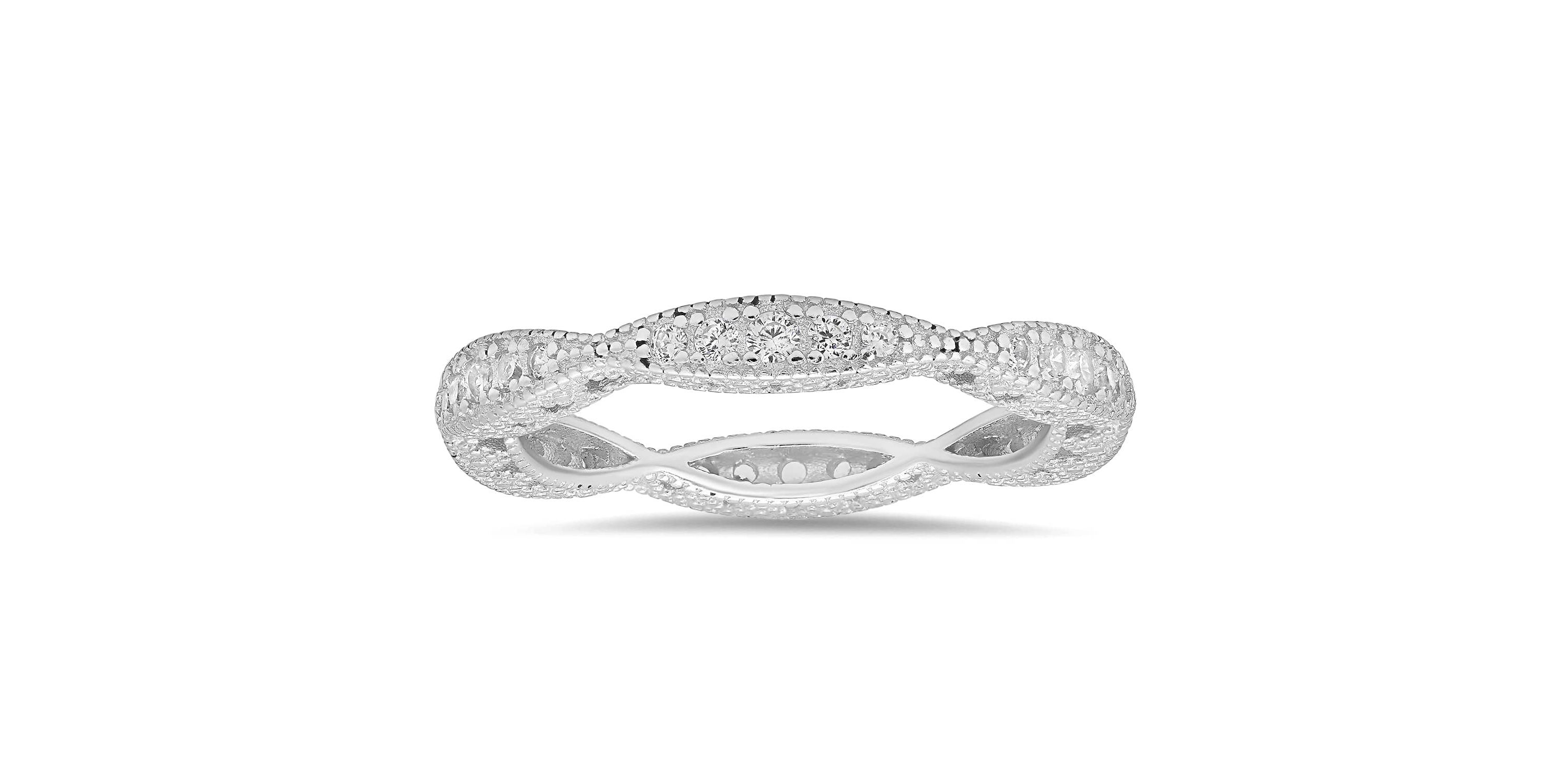 Sterling Silver Vintage Swirl Eternity Band Ring