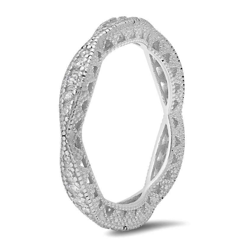 Sterling Silver Vintage Swirl Eternity Band Ring