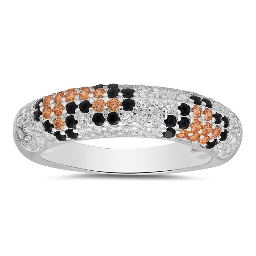Sterling Silver Pave Leopard Skin Ring