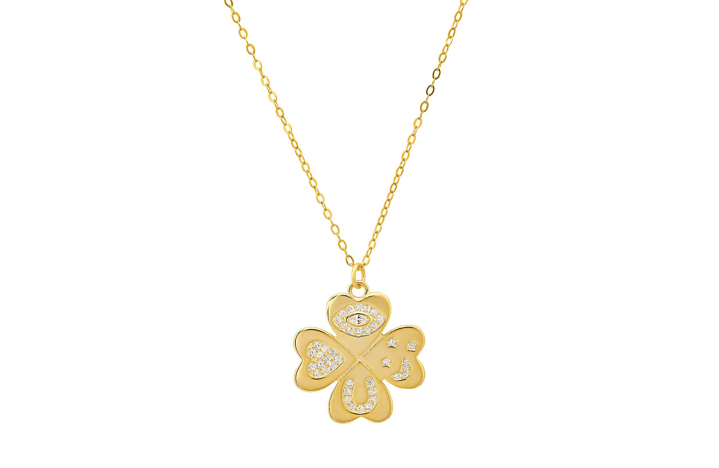 Sterling Silver Lucky Charm Clover Pendant Necklace