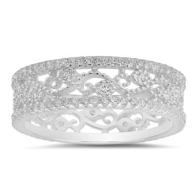 Kylie Harper Sterling Silver Vintage Floral Eternity Band Ring, 9