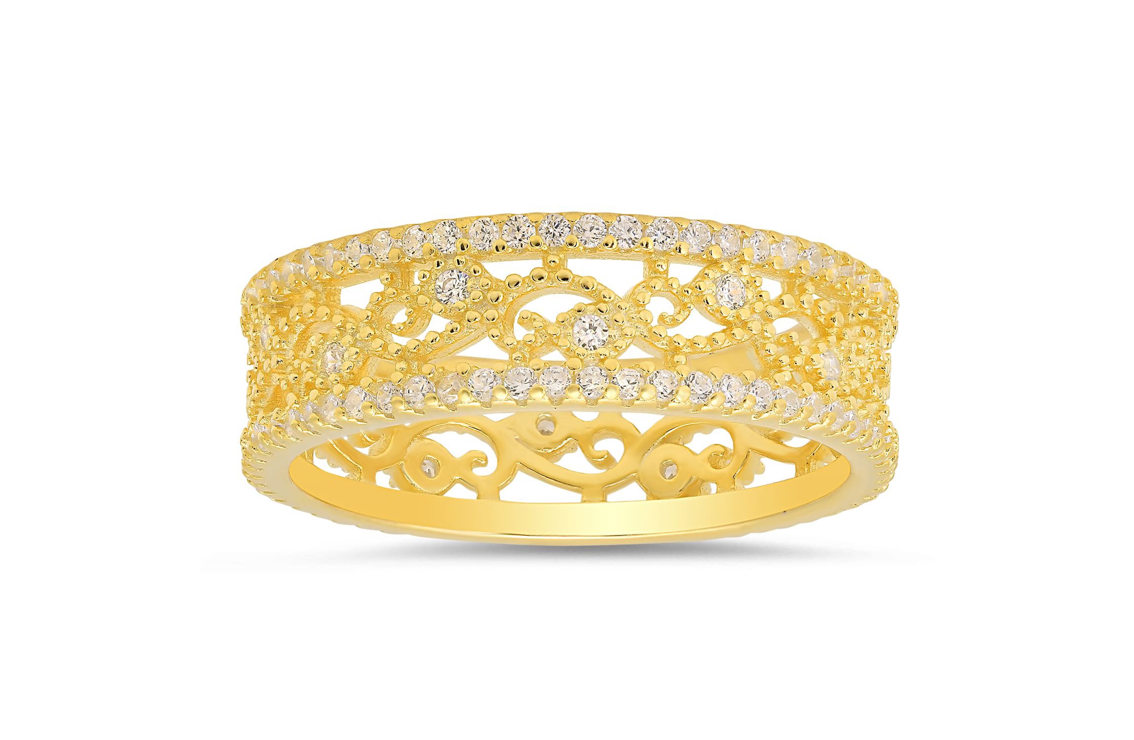 Sterling Silver Vintage Floral Eternity Band Ring