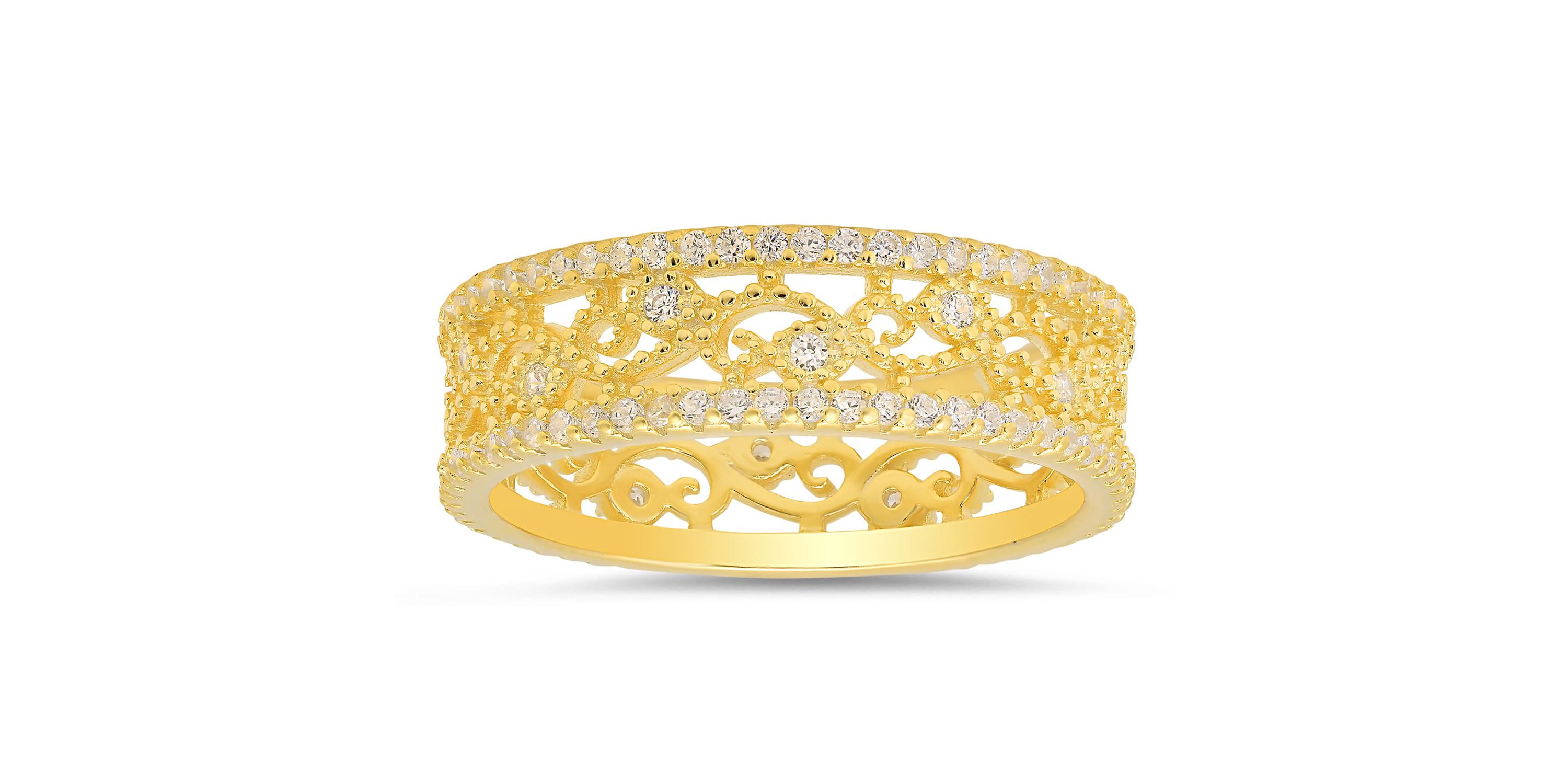 Sterling Silver Vintage Floral Eternity Band Ring