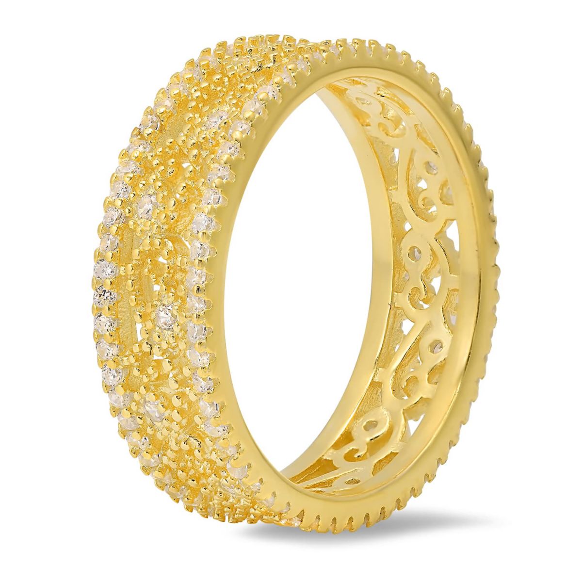 Sterling Silver Vintage Floral Eternity Band Ring