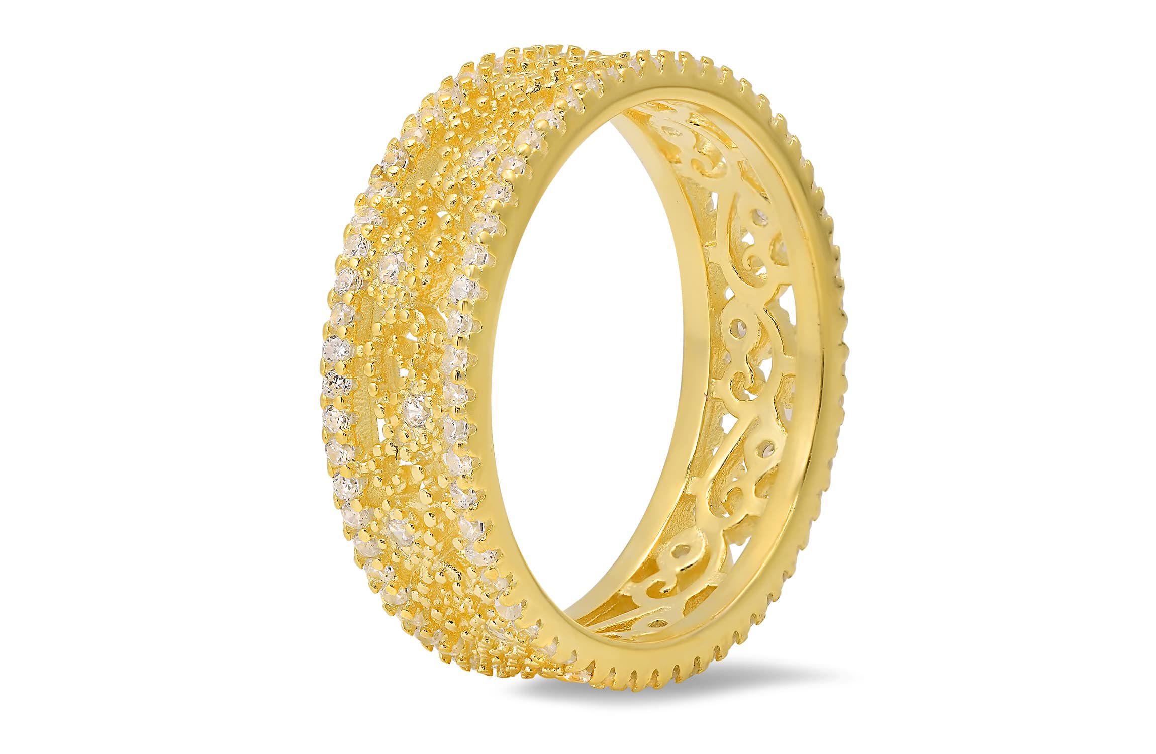 Sterling Silver Vintage Floral Eternity Band Ring