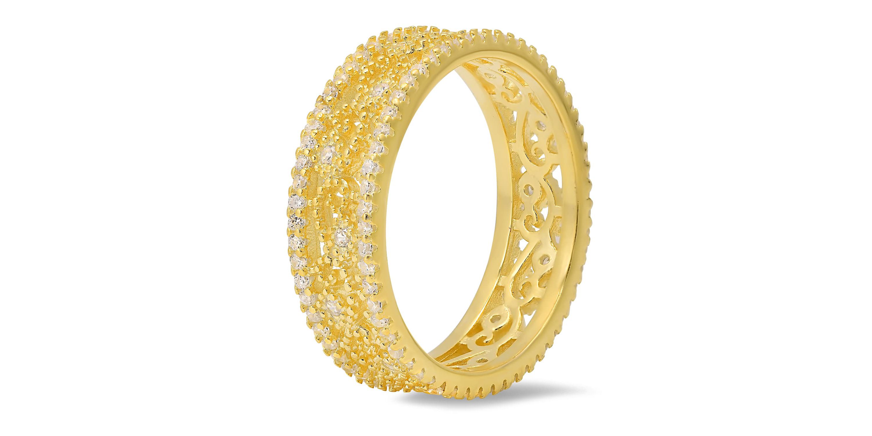 Sterling Silver Vintage Floral Eternity Band Ring
