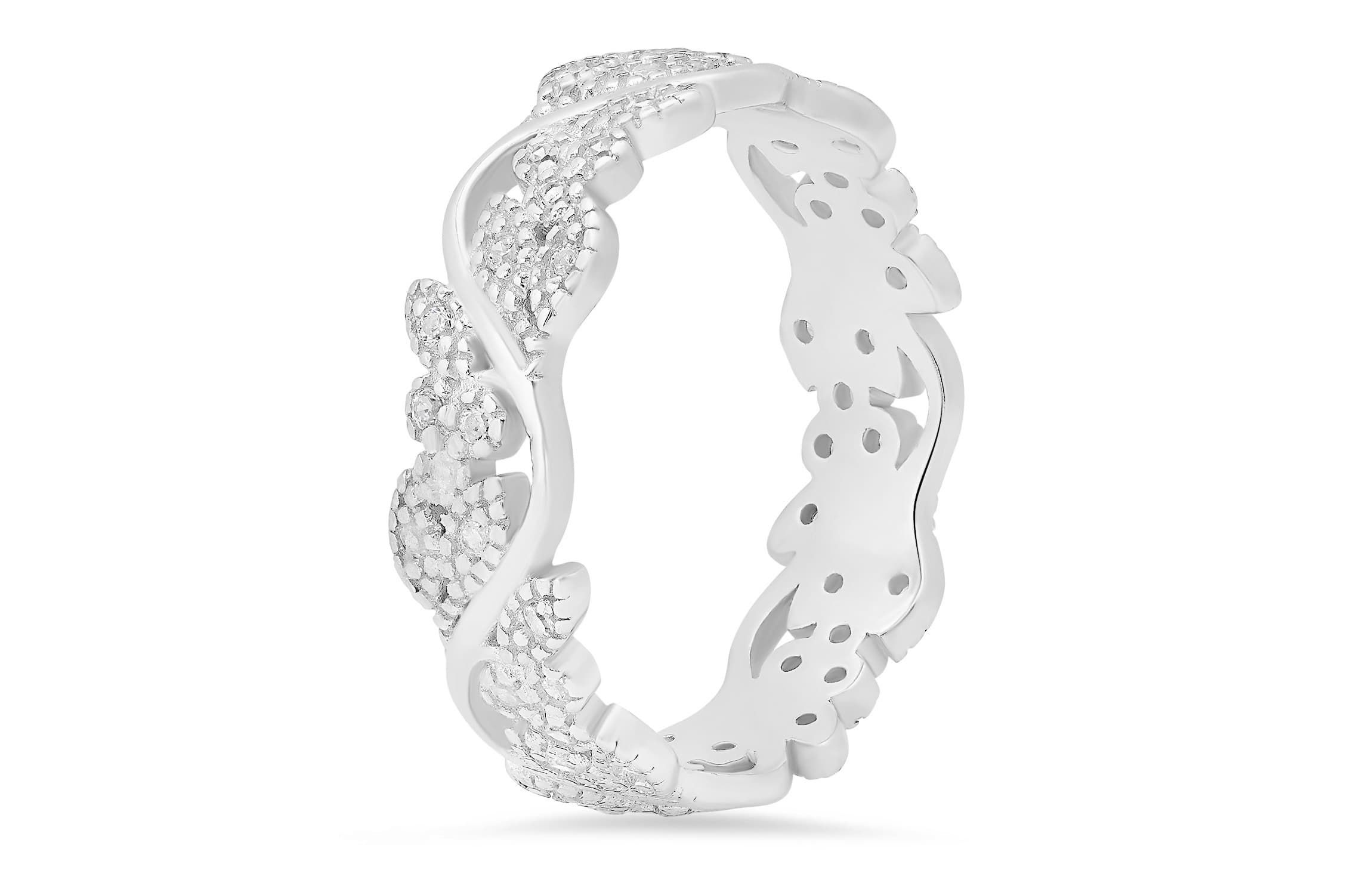 Sterling Silver Vintage Floral Eternity Band Ring