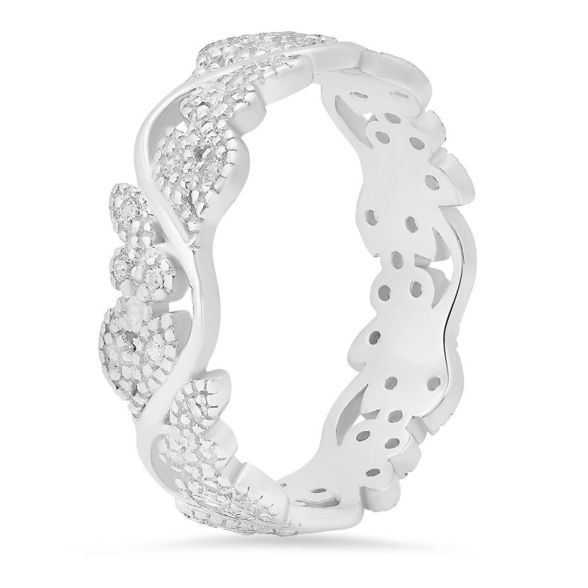 Sterling Silver Vintage Floral Eternity Band Ring