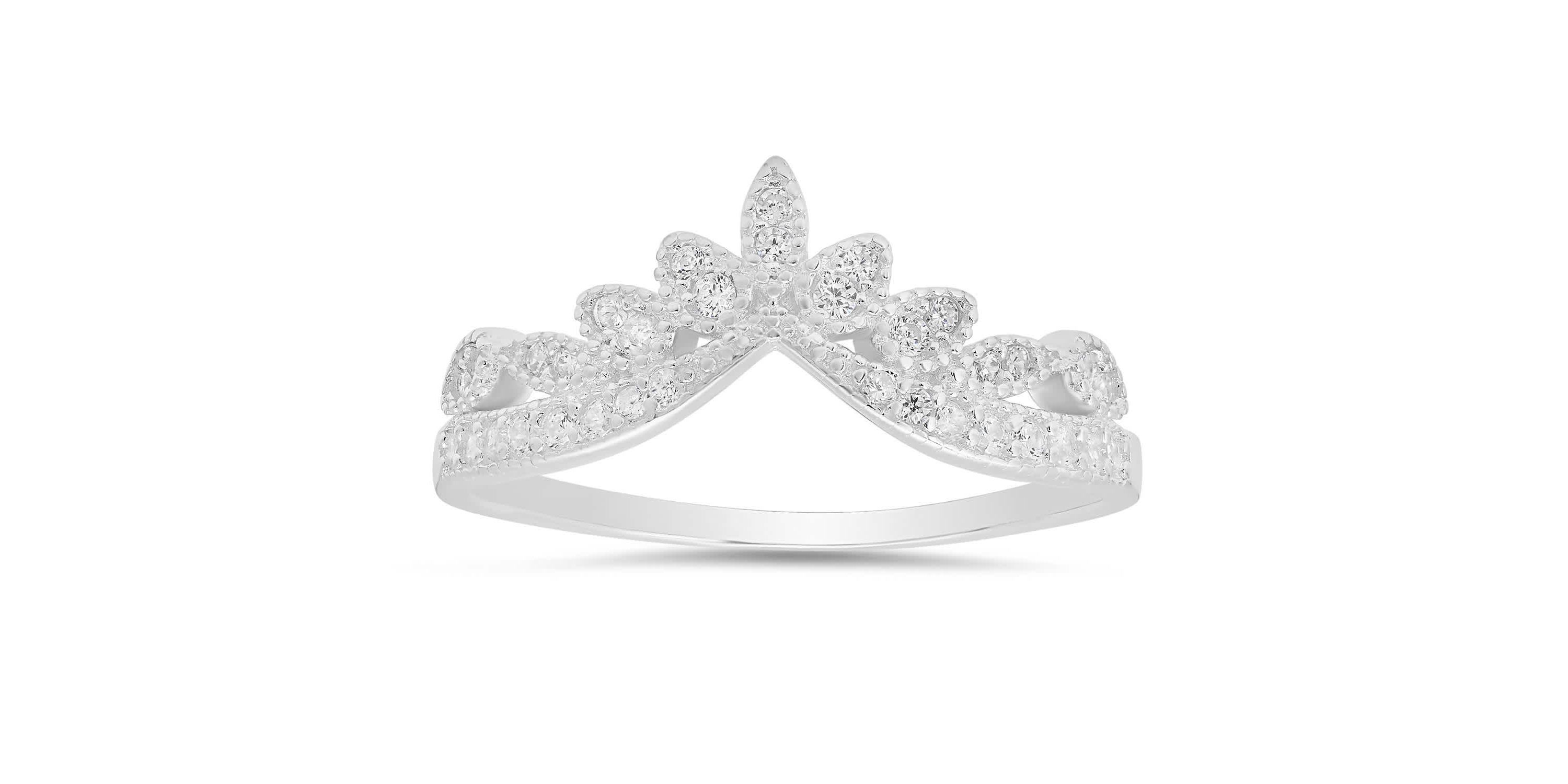 Sterling Silver Vintage Floral V Ring