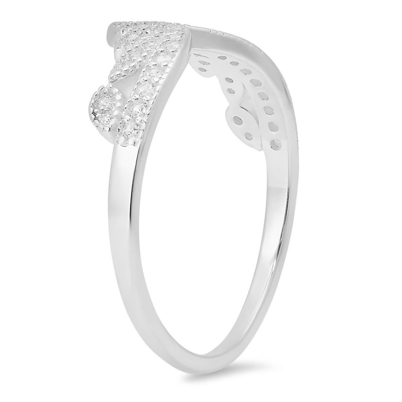 Sterling Silver Vintage Floral V Ring