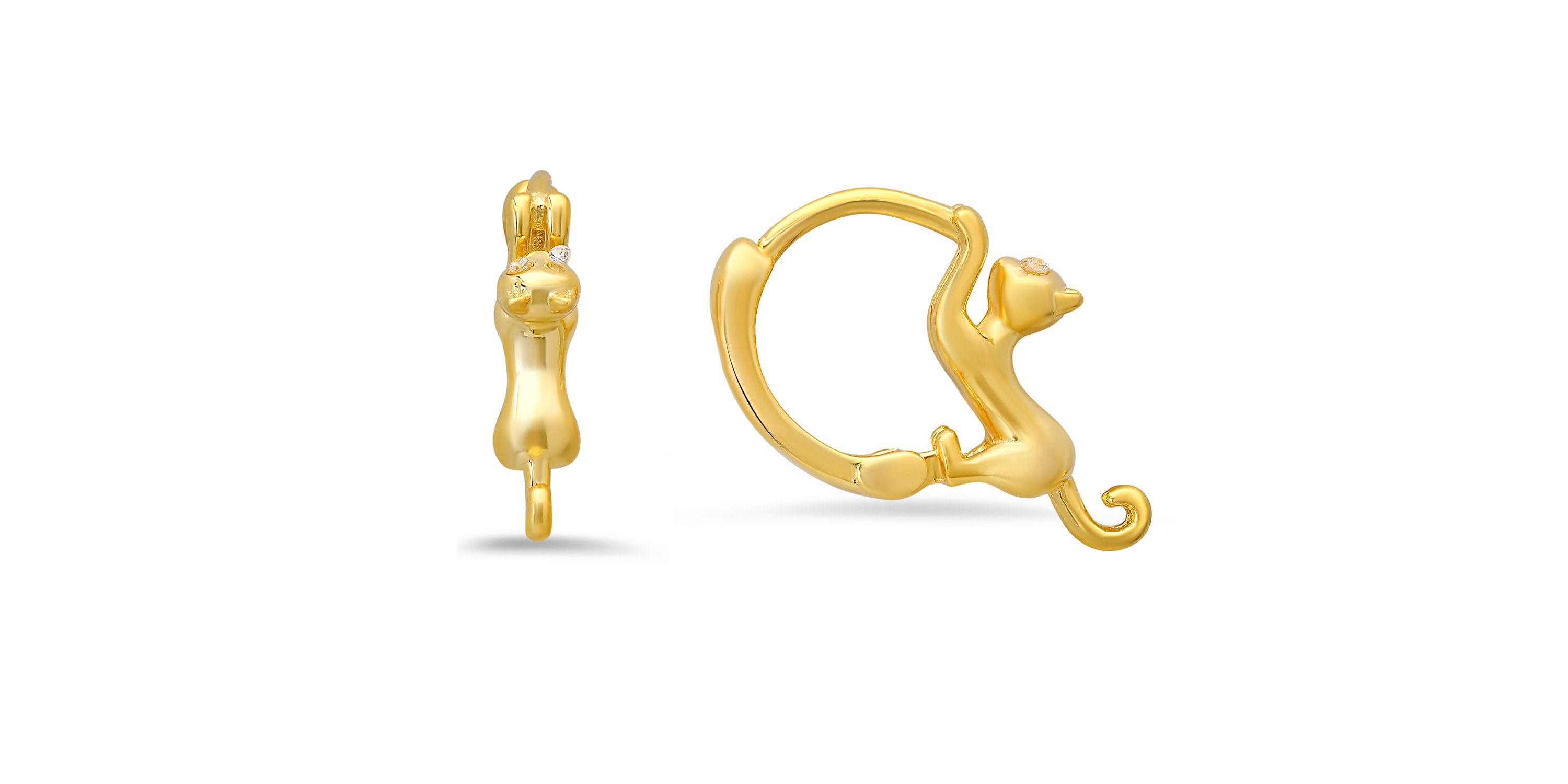 Sterling Silver Petite Kitty Cat Hoop Earrings