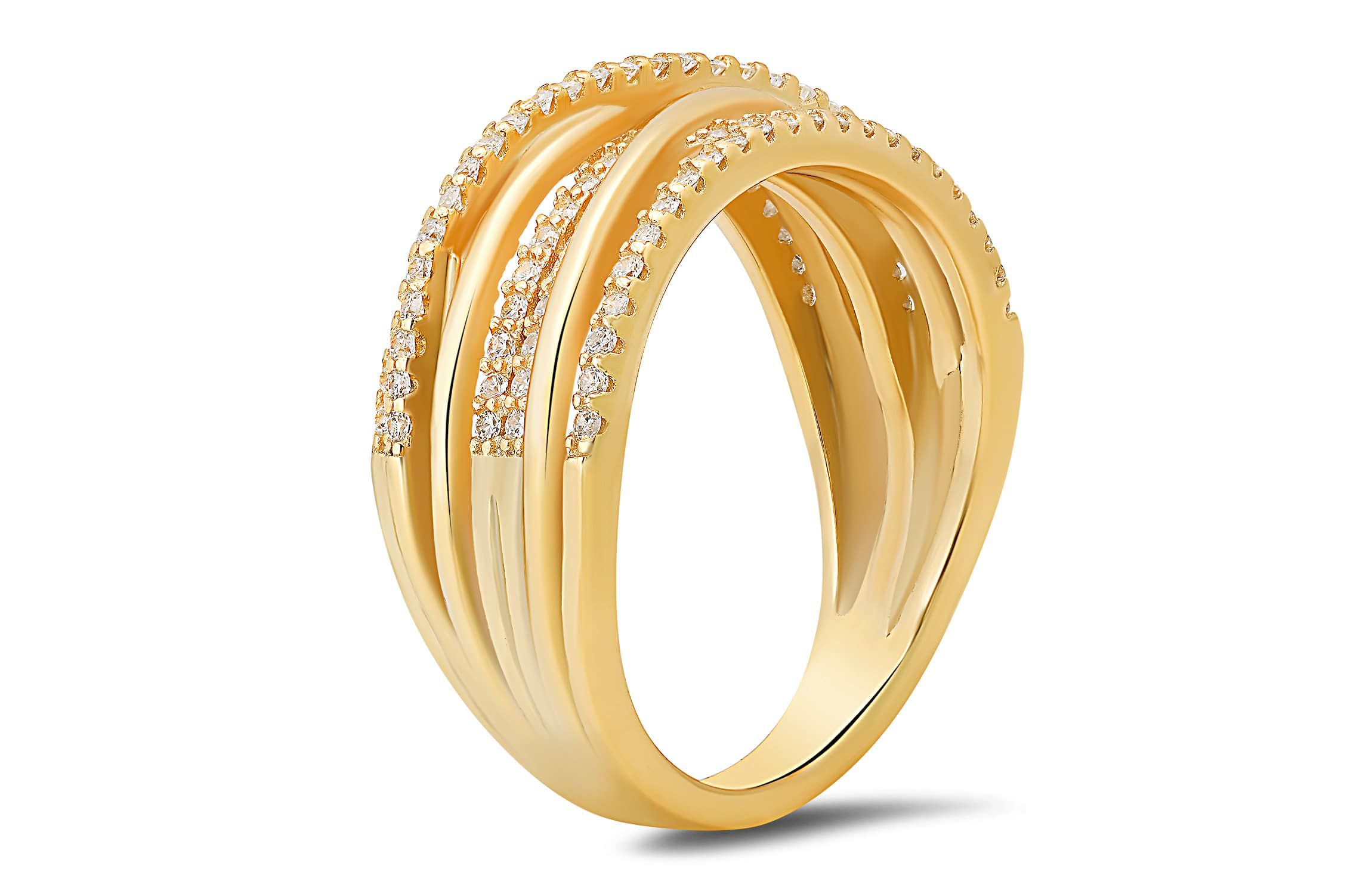 Sterling Silver Crossover Statement Ring