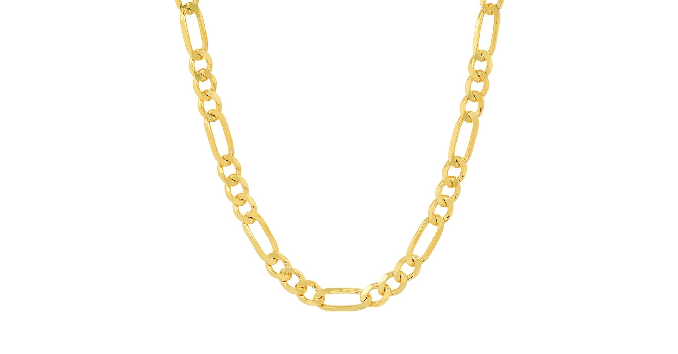 Mens 14k Gold Thick Figaro Chain Necklace