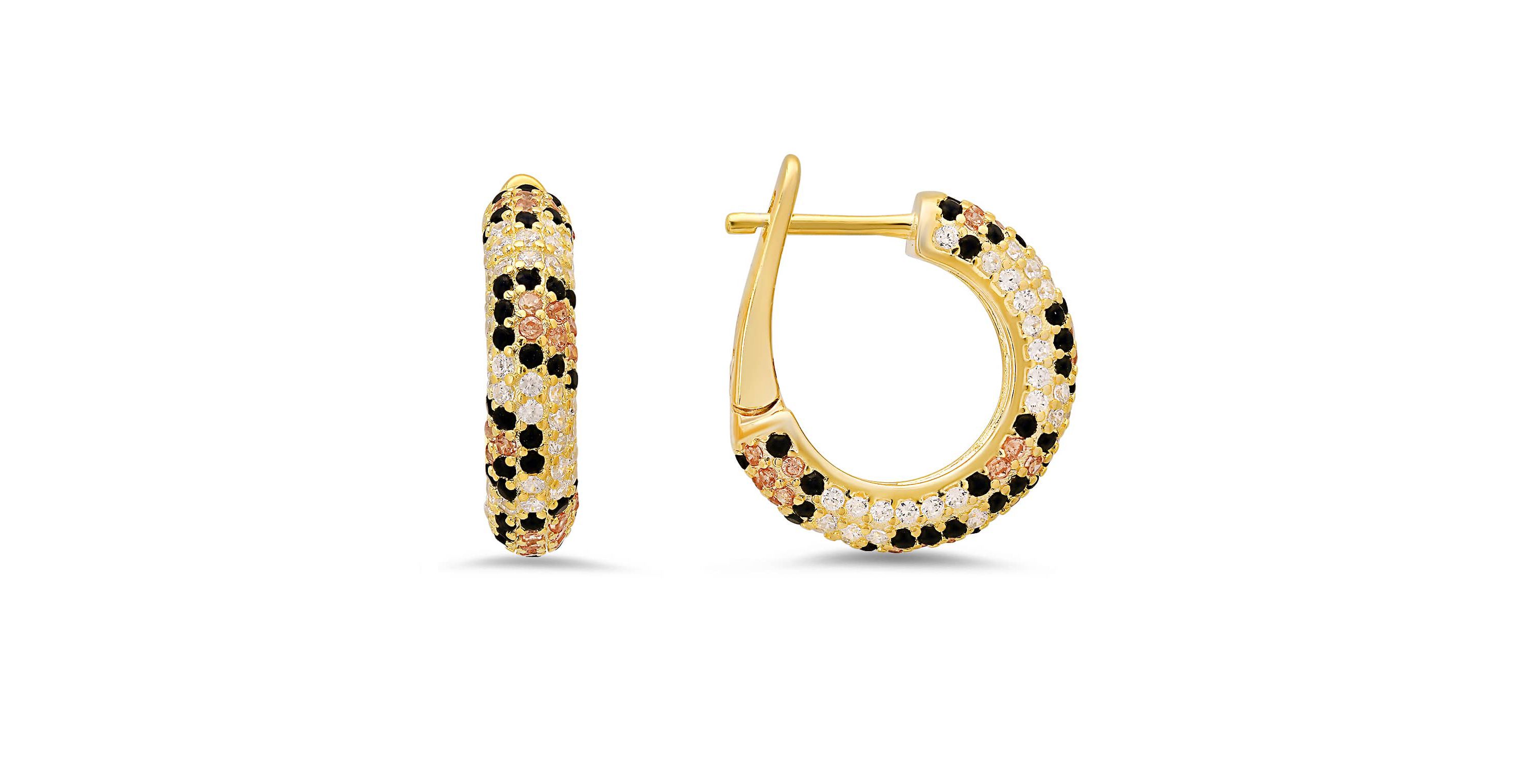 Sterling Silver Pave Leopard Skin Hoop Earrings