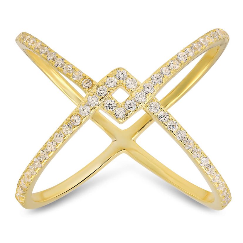 Sterling Silver CZ X Ring