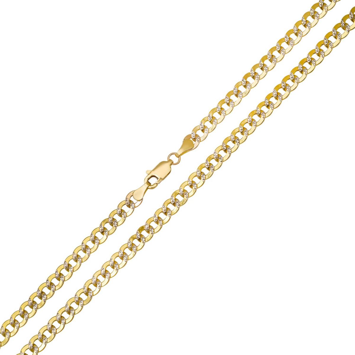 Mens 14k Two Tone Gold Diamond Cut Pave Miami Cuban Curb Chain Necklace