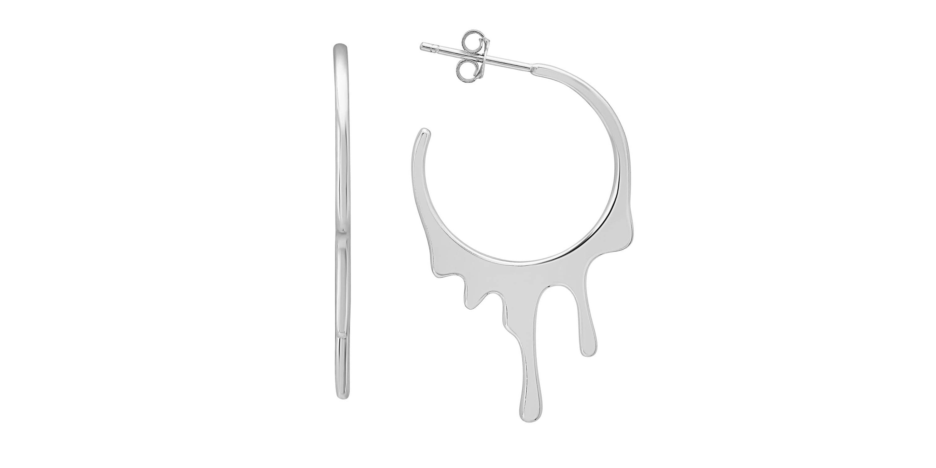 Sterling Silver Melting Gold Statement Hoop Earrings