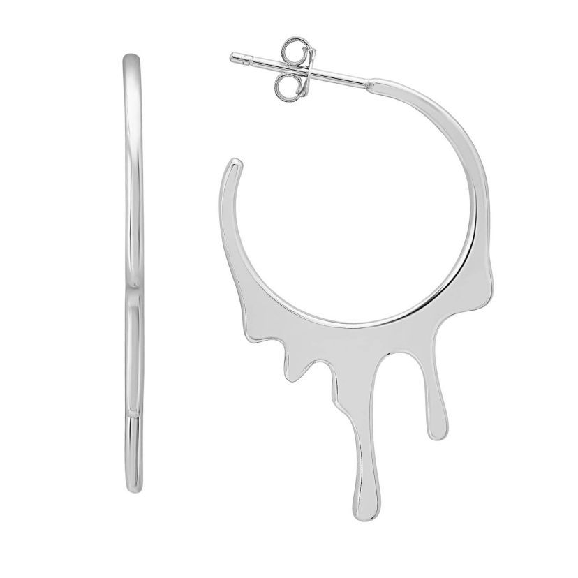 Sterling Silver Melting Gold Statement Hoop Earrings