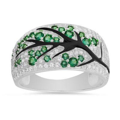 Kylie Harper Sterling Silver Enamel and CZ Tree of Life Statement Ring
