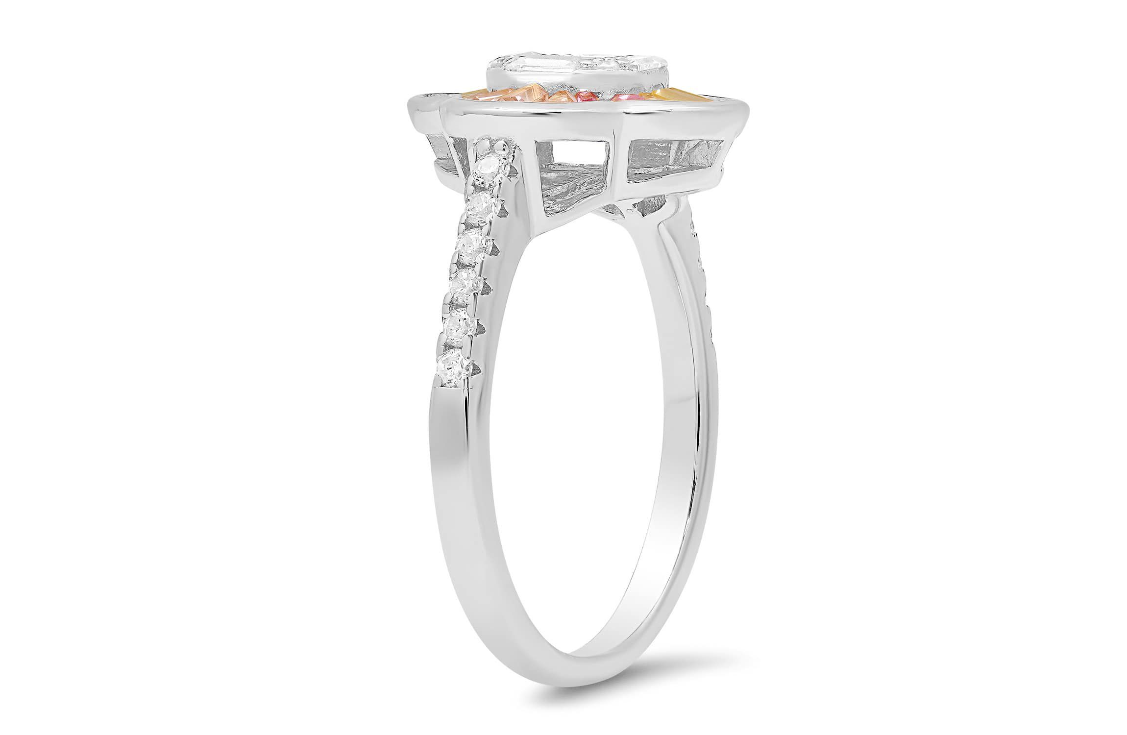 Sterling Silver Pastel Multi Color Clover Ring