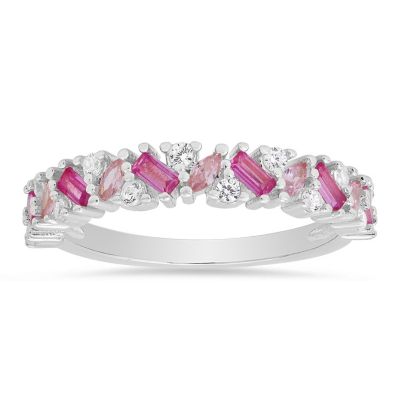Kylie Harper Sterling Silver Multi cut Pink Ombre Band Ring, Gold, 9