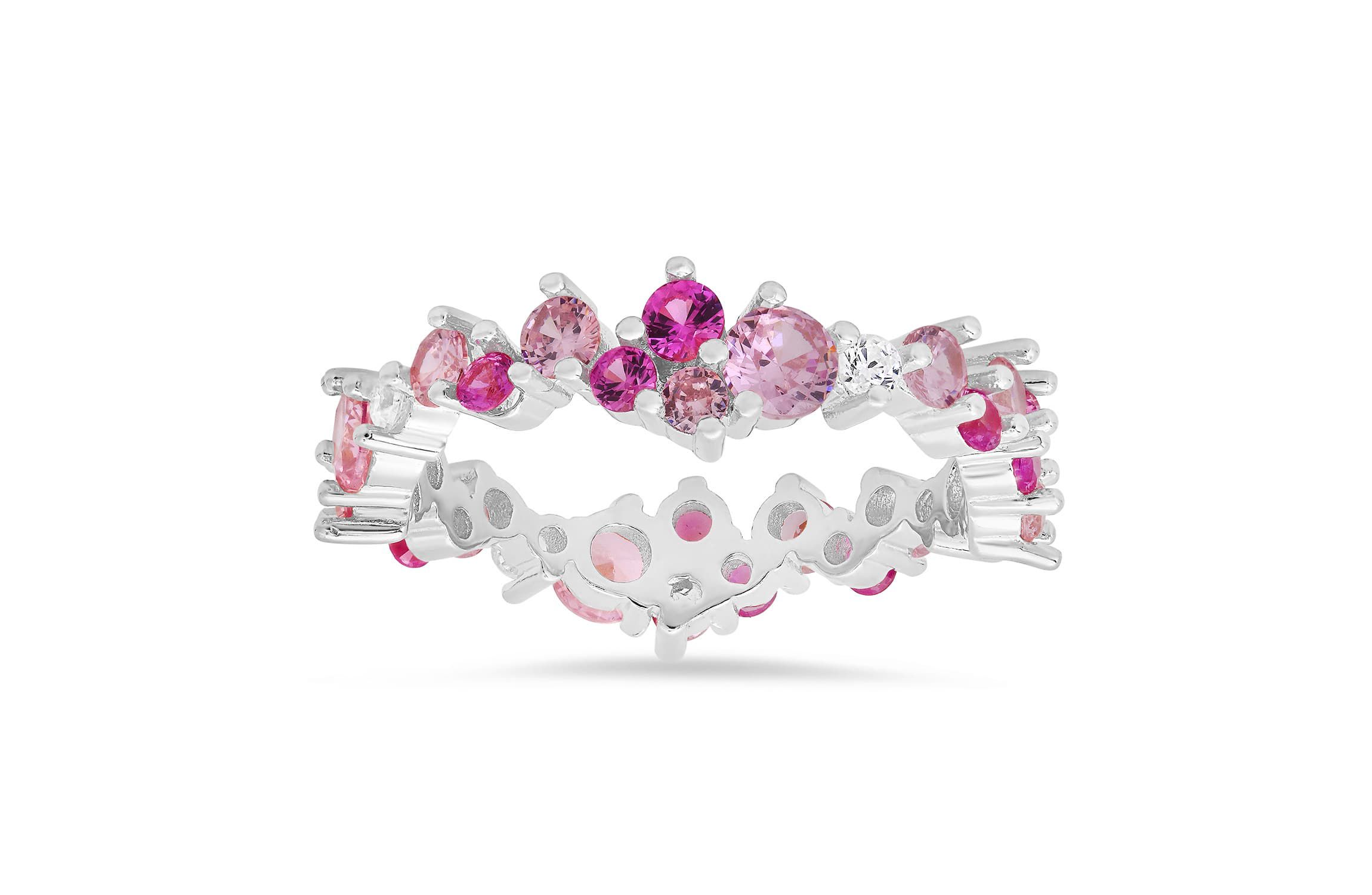 Sterling Silver Abstract Pink Ombre Eternity Band Ring