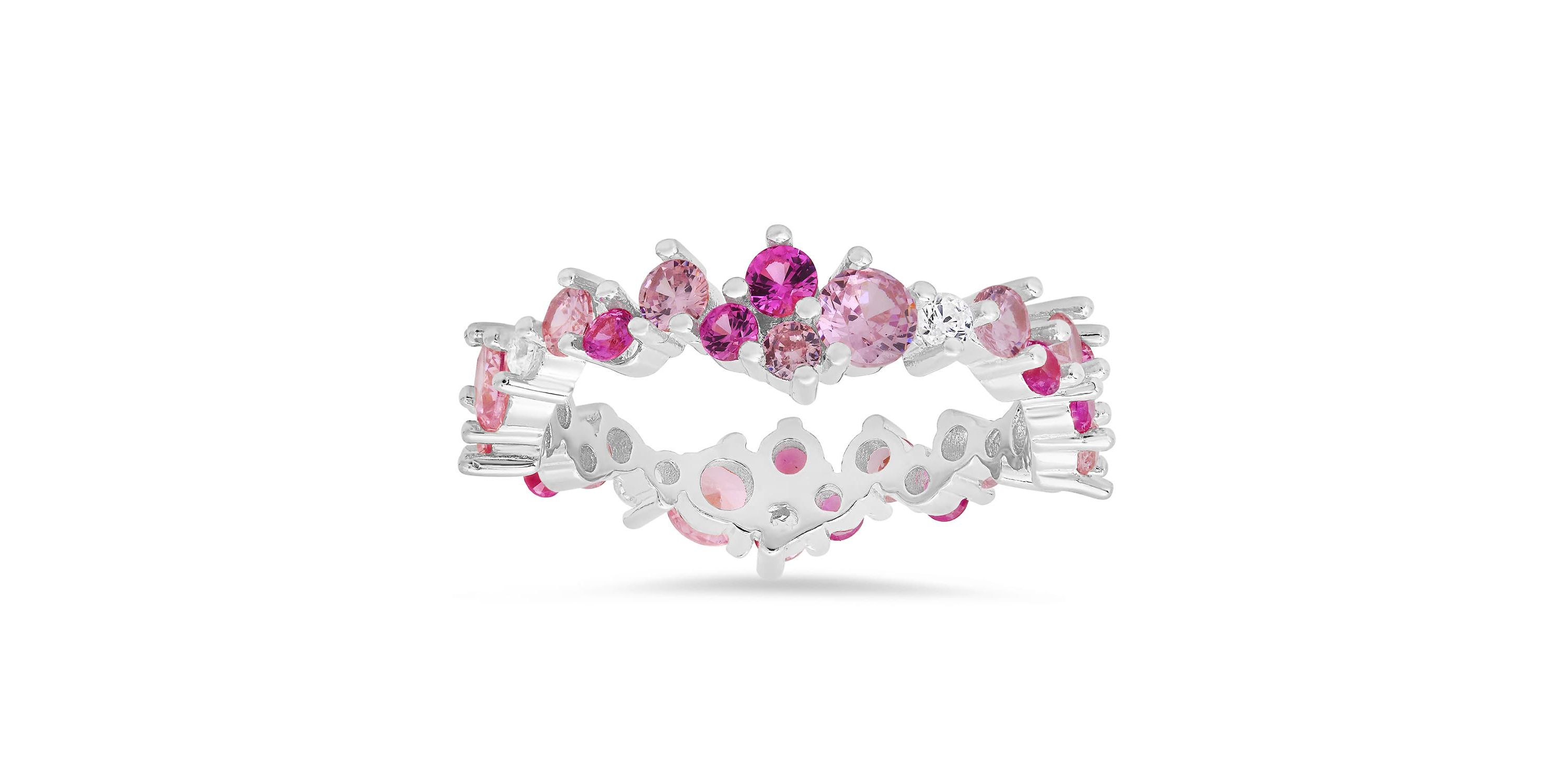 Sterling Silver Abstract Pink Ombre Eternity Band Ring