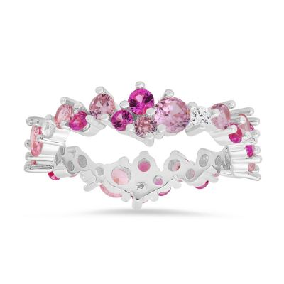 Kylie Harper Sterling Silver Abstract Pink Ombre Eternity Band Ring, Gold, 7
