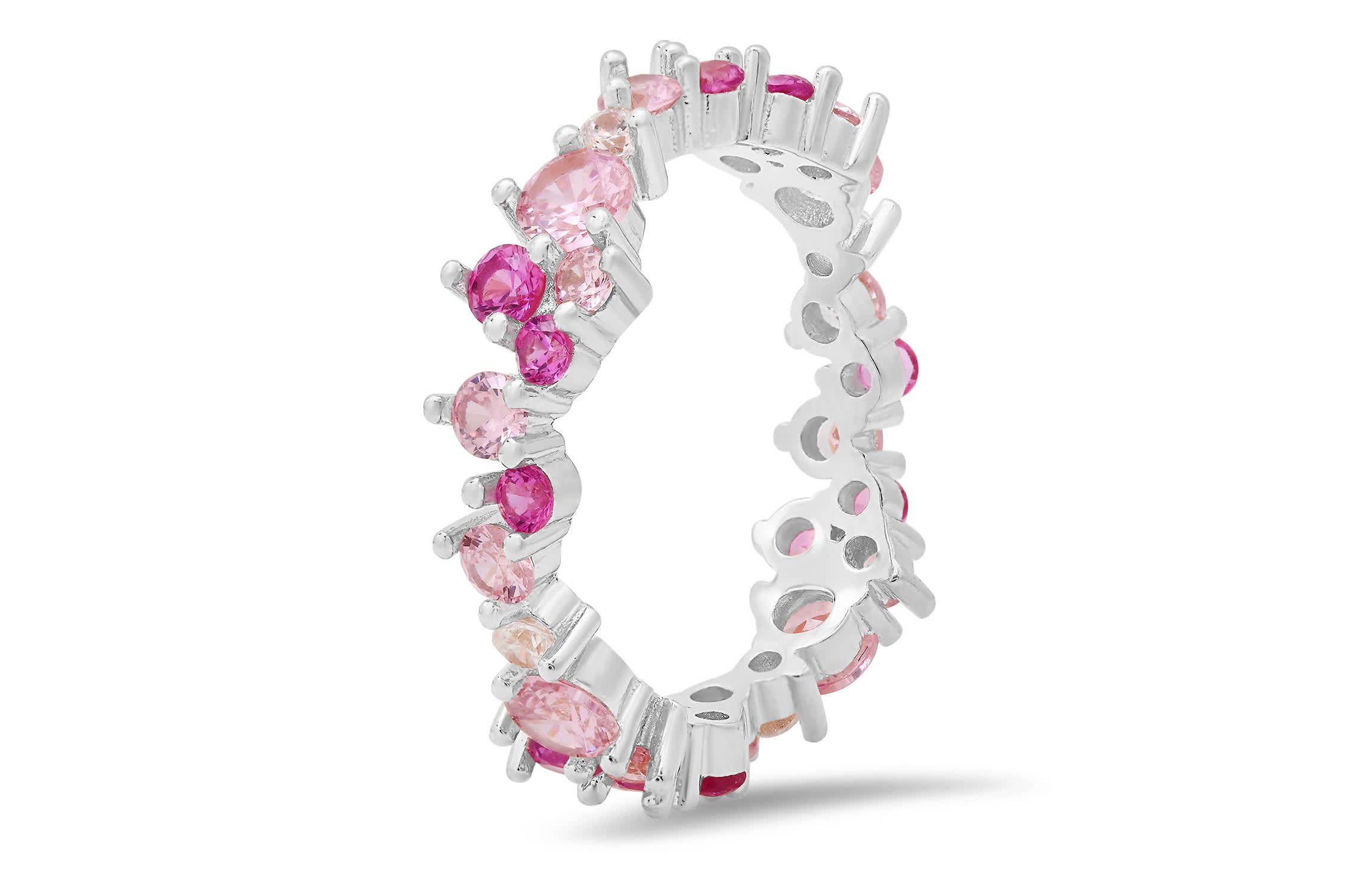 Sterling Silver Abstract Pink Ombre Eternity Band Ring