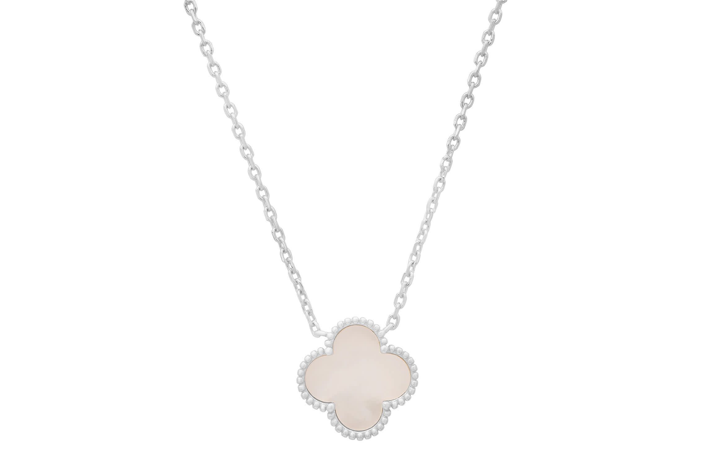 Sterling Silver Mother of Pearl Clover Necklace